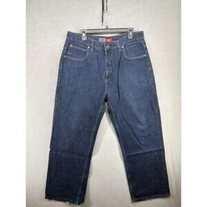 Anchor Blue Men's Baggy Loose Easy Jeans Size 34x30 Blue Denim Y2K Distressed